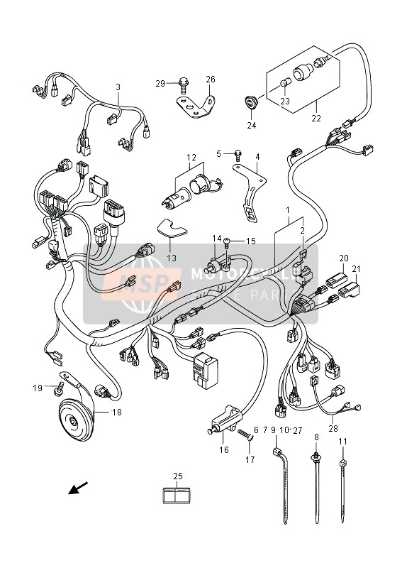 Suzuki UH125A BURGMAN 2014 Wiring Harness (UH125 E19) for a 2014 Suzuki UH125A BURGMAN